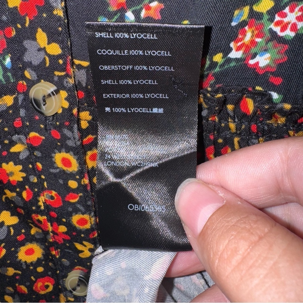 ANTHROPOLOGIE MAEVE Marlie Button Front Black Floral Print Mini Tunic Dress Sz 2 - Picture 15 of 15